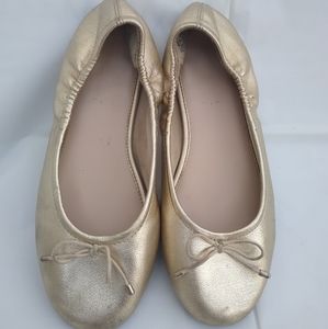 Girls Gold Ballerina Style Flats